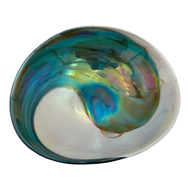 Murano Glass Dish Home Decor Opalescent Swirl For Sale
