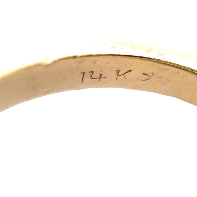 14k Yellow Gold Emerald Center Zircon Stone Ring, Size 5.75 For Sale In New York - Image 6 of 6