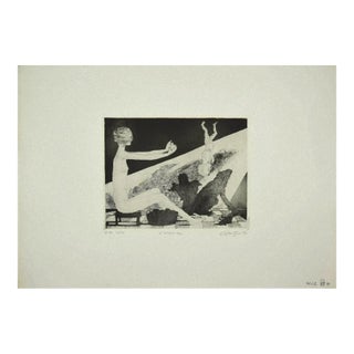Leo Guida - the Guess - Original Etching on Cardboard - 1970 For Sale