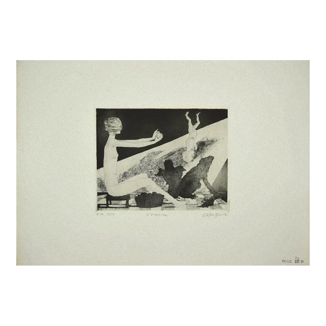 Leo Guida - the Guess - Original Etching on Cardboard - 1970 For Sale