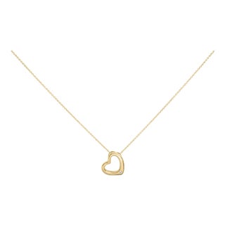 Gold Vermeil Diamond Accent Heart Pendant Necklace For Sale