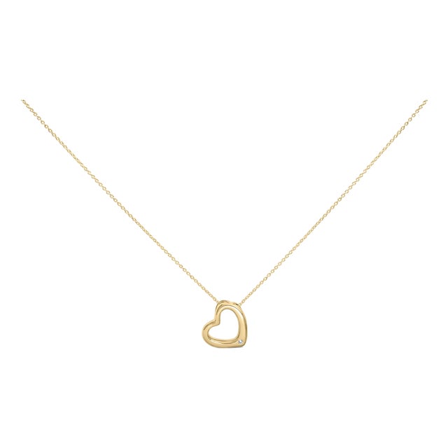 Gold Vermeil Diamond Accent Heart Pendant Necklace For Sale
