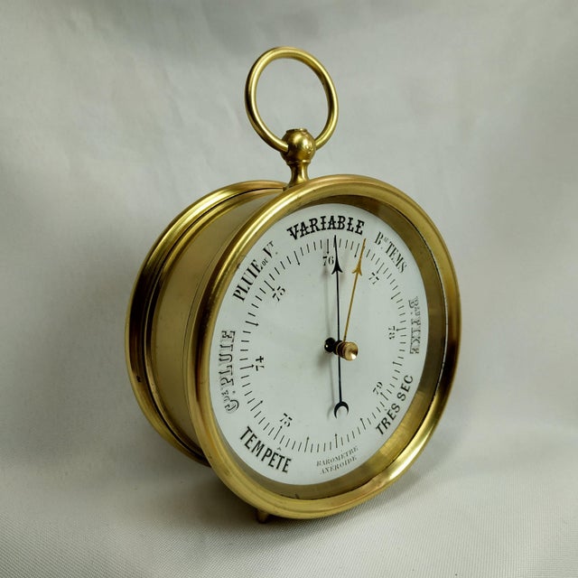 Late 19th Century 19th-20th Century French Desktop Tabletop Aneroid Barometer For Sale - Image 5 of 9