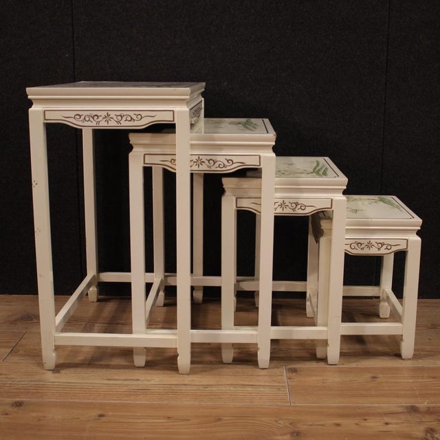 French Lacquered and Painted Coffee Tables, 1970s, Set of 4 For Sale - Image 3 of 13