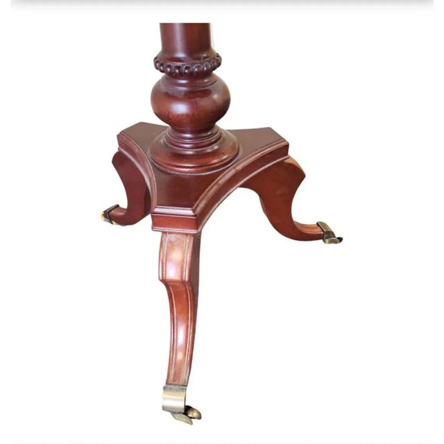 Wood 20th Century Tripod Pedestal Mahogany Tea Table Side Table on Wheels For Sale - Image 7 of 9