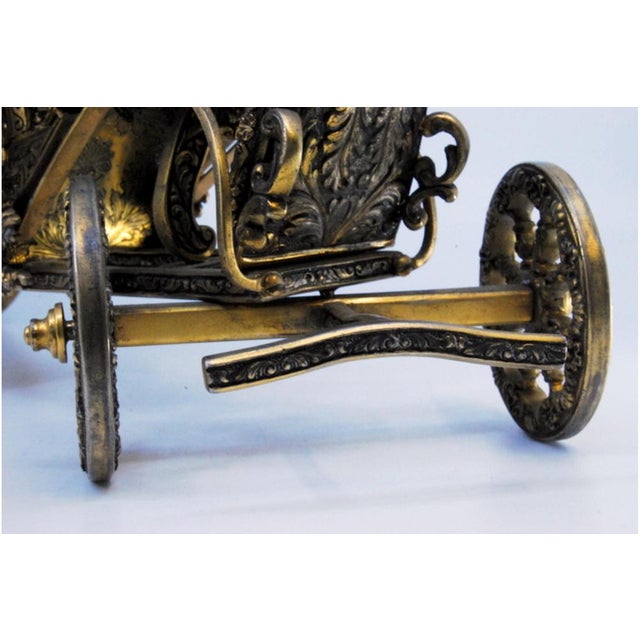 Silver-Gilt Carriage with Portuguese Coat of Arms Engravings, Garlands, Angelic Figures and Glass Applications For Sale - Image 4 of 11