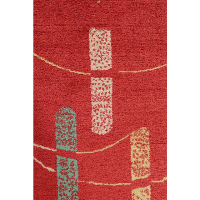 1960s Vintage Zeki Müren Rug in Red With Geometric Pattern, From Rug & Kilim For Sale - Image 5 of 7