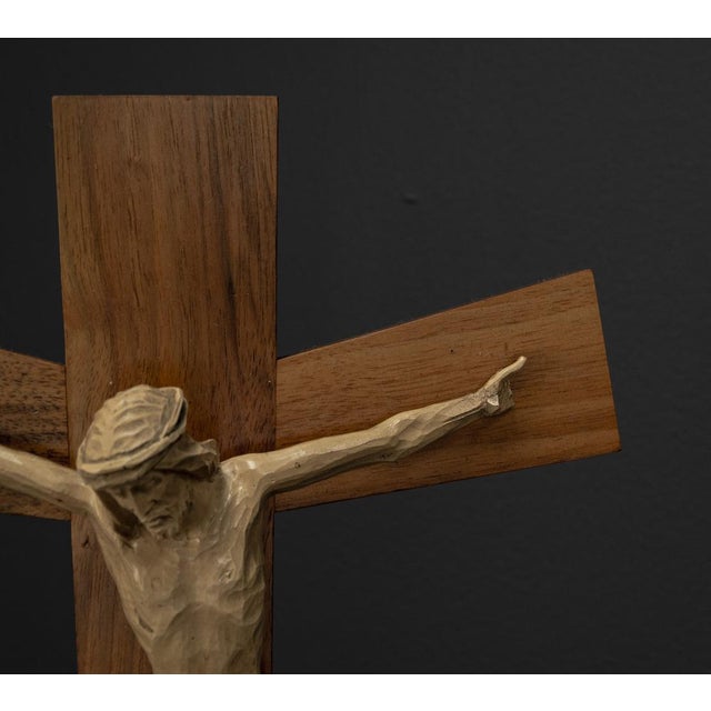Brutalist Wooden Cross with Christ Figure, 1950s For Sale - Image 5 of 11