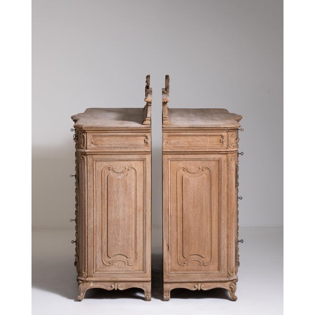 Top-Quality Pair of Louis XV Oak Buffets, Rococo Style, Belgium, Circa 1890 For Sale - Image 16 of 17