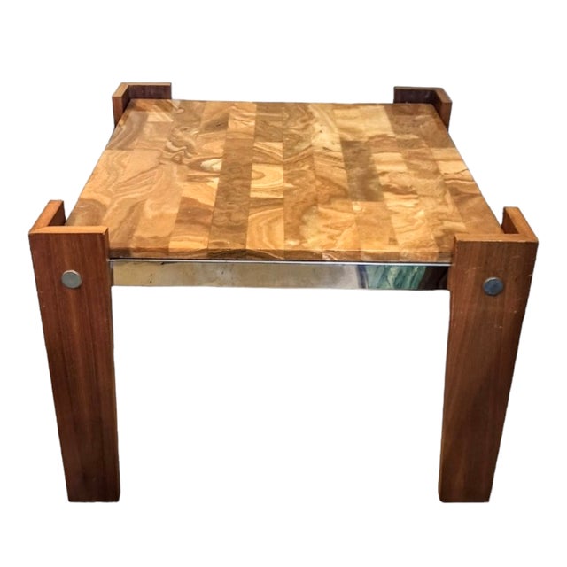 Mid Century Modern style coffee table with a top made of natural stone - onyx.