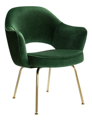 Saarinen Executive Arm Chairs in Emerald Velvet, 24k Gold Edition