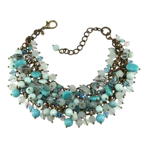 Sequin Brand Turquoise Blue Glass Beads Statement Necklace