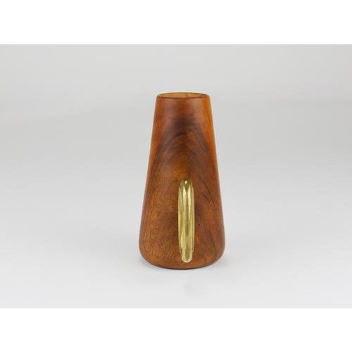 Mid-Century Straw Holder & Corkscrew in Walnut & Brass attributed to Carl Auböck, Austria, 1950 For Sale - Image 6 of 17