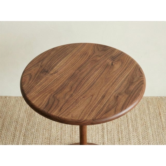 Contemporary Hand-Sculpted American Walnut Tulip Side Table For Sale - Image 3 of 8