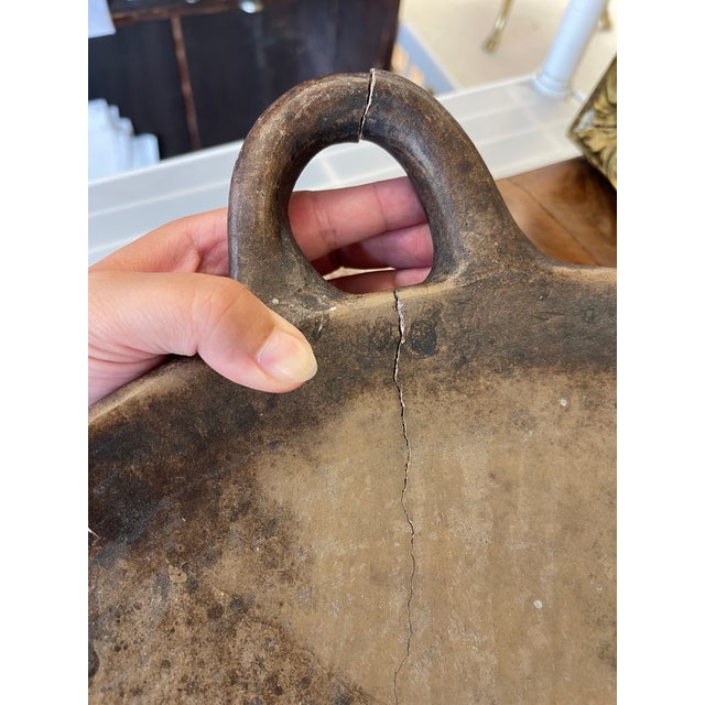 Rustic Handcrafted Clay Griddle With Handles -Rustic Earthenware Cooking Pan For Sale - Image 3 of 9