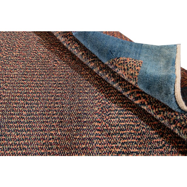 Modern Persian Gabbeh Handmade Multi-Color Geometric Wool Rug For Sale In New York - Image 6 of 7