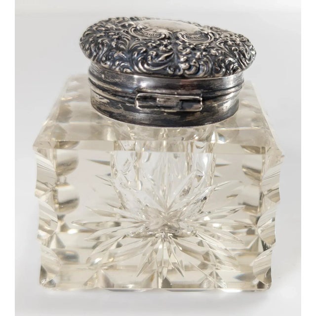 Early 20th Century Sterling Silver and Crystal Glass Inkwell by Unger Brothers For Sale - Image 4 of 12