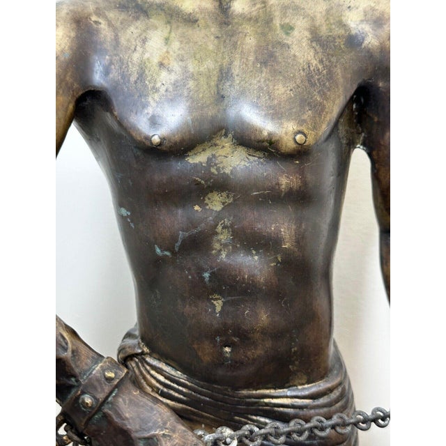 Bronze Antique 1920s French Bronze Gladiator Warrior Sculpture With Verdigris Patina For Sale - Image 8 of 10