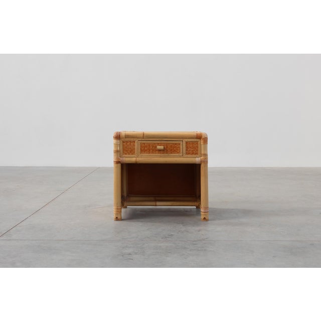 Italy / 1970 / chest of drawers / bamboo, wicker / Regency / Mid-century / Vintage Bamboo and wicker bedside table or...