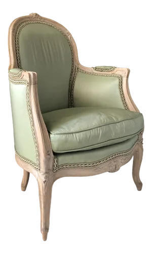 Louis XV Period Bergere in Green Taffeta