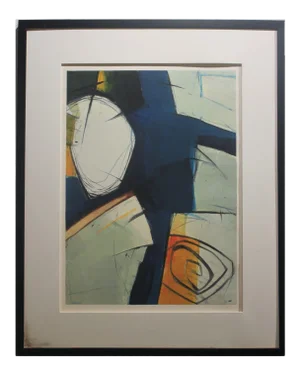 Scott Swezy Abstract Expressionist Orange and Blue Toned Monotype Print 21st Century