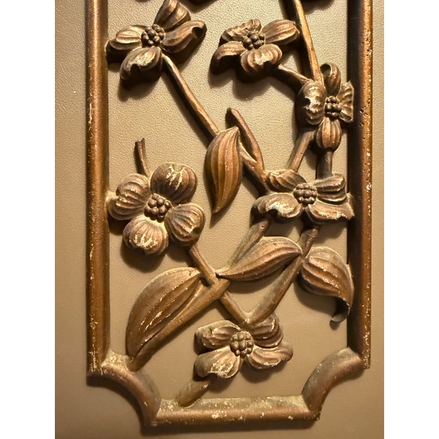 Mid 20th Century Set of Four 20" Hollywood Regency Gilt Botanical Wall Plaques by Sexton For Sale - Image 4 of 12