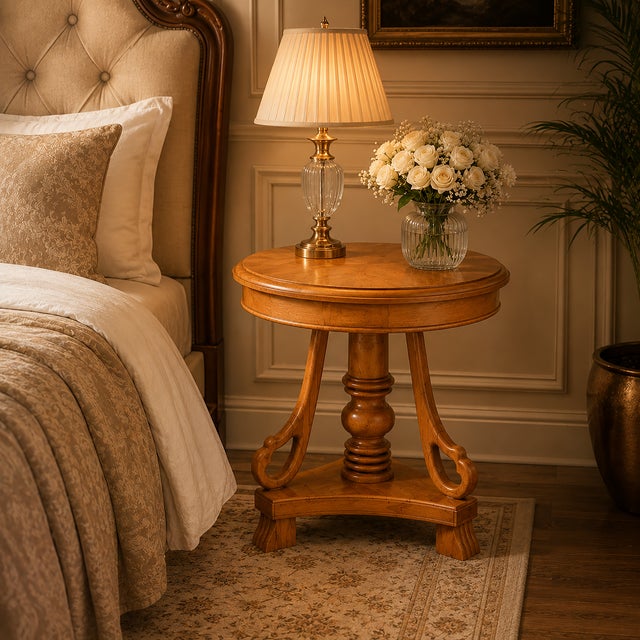 Handmade Wooden Side Table With Glass Top, Carved Wood End Table, Luxury Bedside Table, Vintage Accent Table, Solid Wood Nightstand Decor For Sale - Image 9 of 9