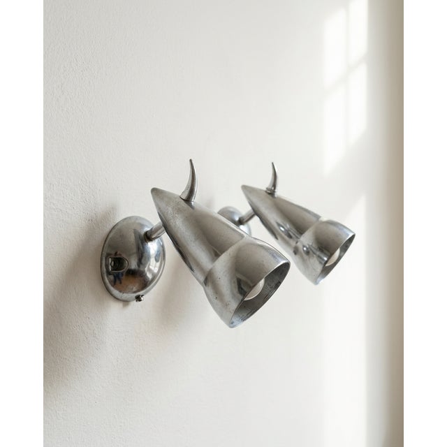 Silver Art Deco Wall Lights in Cast Aluminium by Sotssas and Panton for Ikea, 1980s, Set of 2 For Sale - Image 8 of 8