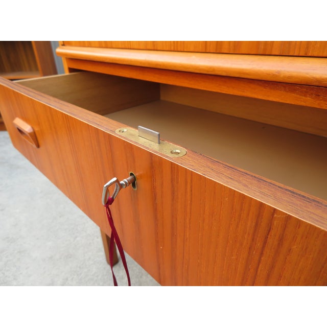 Mid Century Swedish Teak Roll Top Secretary Desk by Egon Ostergaard ~ Scandinavian or Danish Modern Style ~ Vintage Dresser For Sale - Image 13 of 18