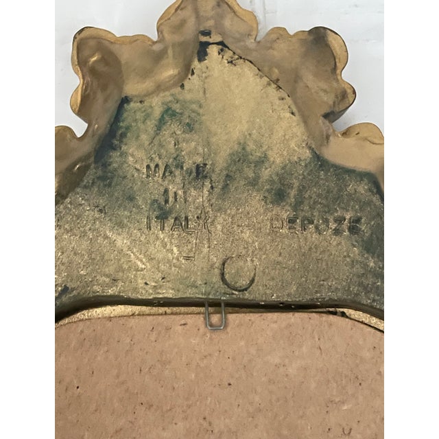 Italian Rococo Baroque Gold Guild Depose Made in Italy 26” Mirror For Sale - Image 4 of 12