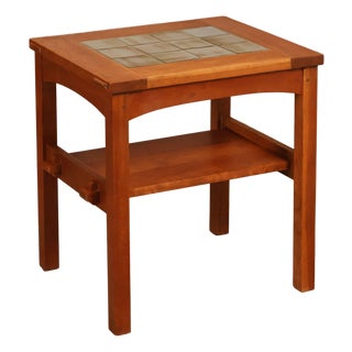 Stickley Mission Collection Tile Top Cherry End Table For Sale
