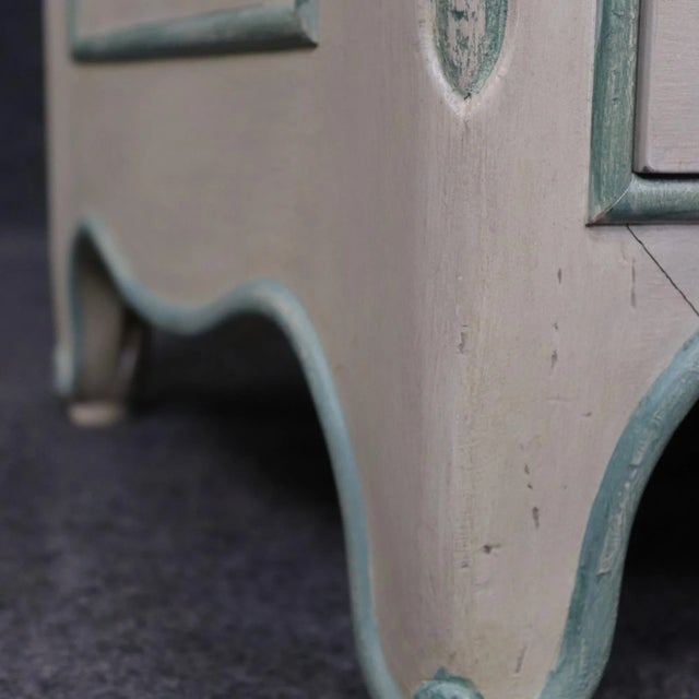 Antique White Superb Paint Decorated Baker Attributed French Faux Painted Marble Dresser For Sale - Image 8 of 12