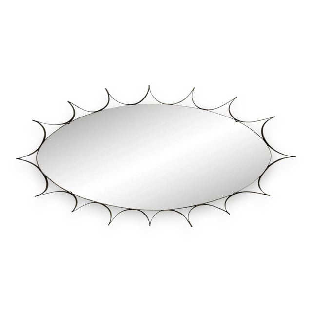 1970s Brass Sunburst Wall Mirror For Sale