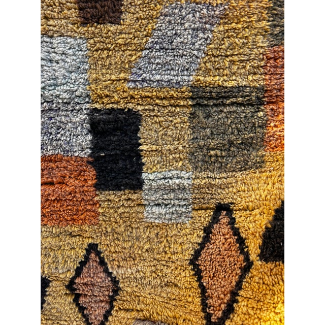 Moroccan Artist Modern Yellow Moroccan Wool Rug For Sale - Image 4 of 9