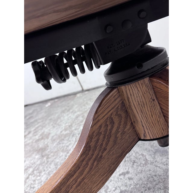 Vintage H. W. Hull & Sons Tiger Oak Swivel Bankers Chair For Sale In San Francisco - Image 6 of 12