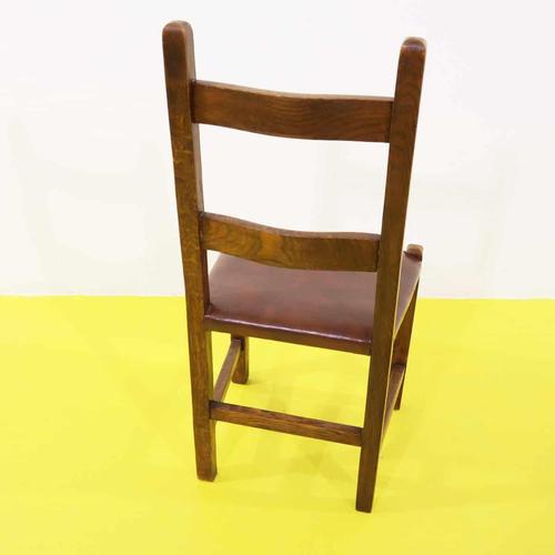 Wood Wooden Chair with Brown Seat and Reinforced Crossbars For Sale - Image 7 of 9
