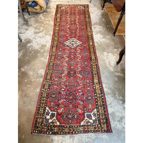 Antique Hamadan Hand-Knotted Wool Runner For Sale - Image 4 of 4