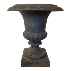 Antique Cast Iron Campana Garden Urn, Egg-and-Dart Rim