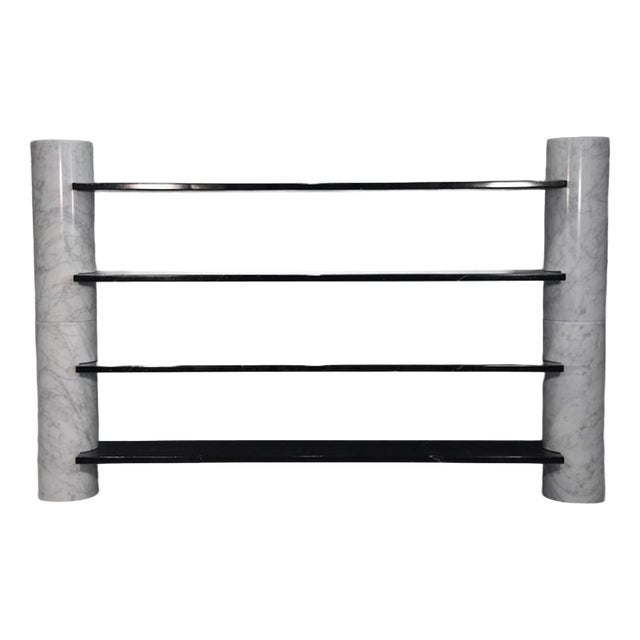 Loico Bookcase in Carrara and Marquina Marble by Angelo Mangiarotti for Skipper, 1970 For Sale