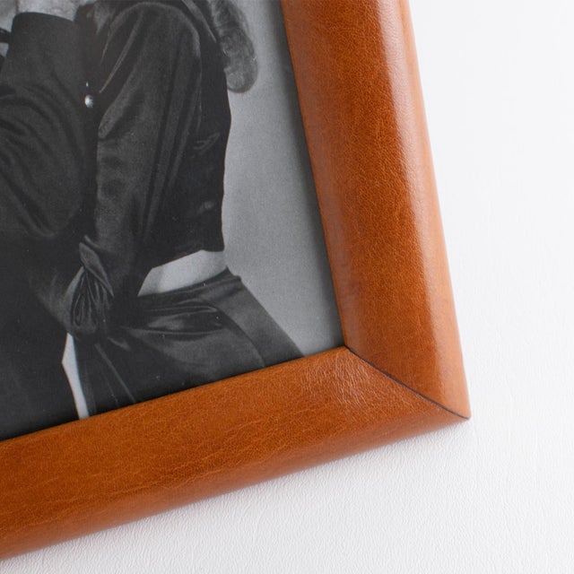 Brown Modernist Spice Brown Calf Leather Picture Frame For Sale - Image 8 of 9