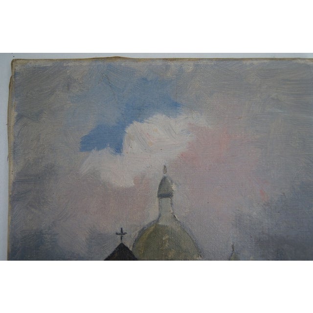 Mid 20th Century "The Church" Impressionist Style Landscape Oil Painting by Antoine Burger For Sale - Image 6 of 11