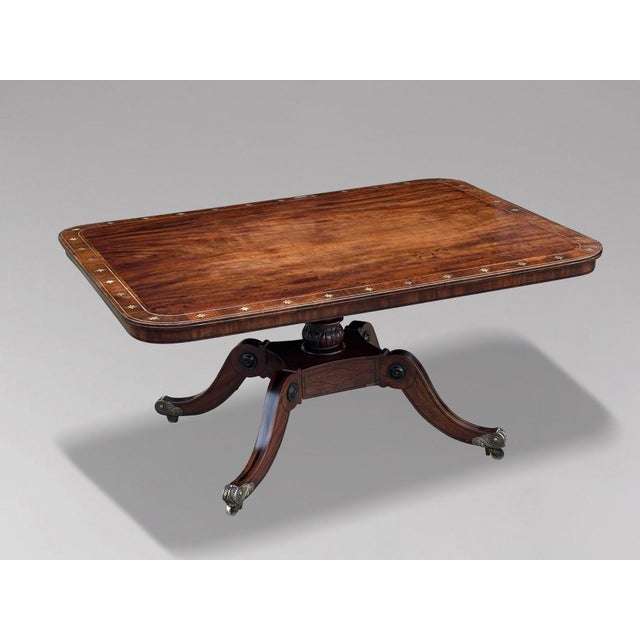George III Mahogany and Brass Inlay Centre Table, 1790s For Sale - Image 4 of 15