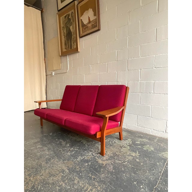 Wood Vintage Hans J. Wegner for Getama Model 330/3a in Teak & Wool, 1965 For Sale - Image 7 of 12