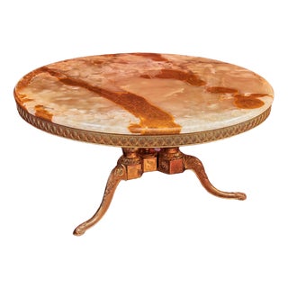 Round Coffee Table with Onyx For Sale