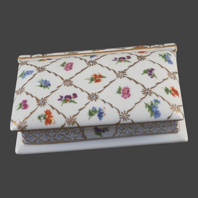 Hollywood Regency Vintage Heirloom Hand Painted Floral Porcelain Book Shaped Trinket Box For Sale - Image 3 of 9