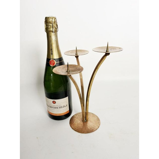 Vintage Scandinavian Candleholder in Patinated Metal, 1960s For Sale - Image 10 of 11
