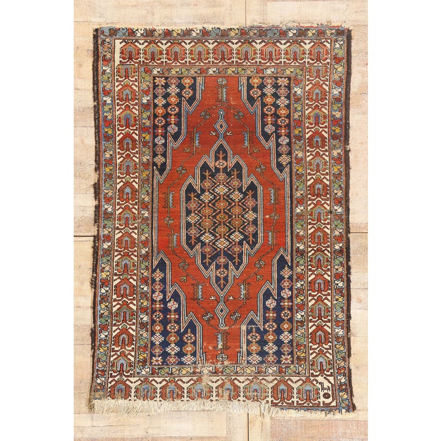 Late 19th Century Persian Mazlaghan Hamadan Rug, 04'01 X 05'10 For Sale - Image 10 of 10