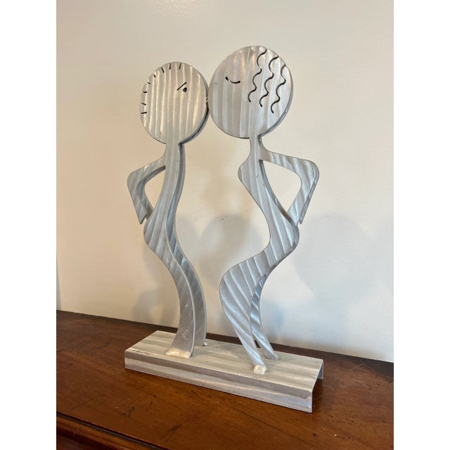 Postmodern Fred Garbotz Aluminum Figural Sculpture Memphis Era Signed For Sale - Image 4 of 6