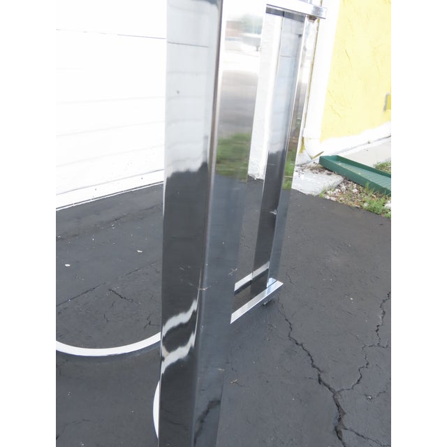 Hollywood Regency Chrome Glass Top Dining Table 6430 For Sale - Image 9 of 18