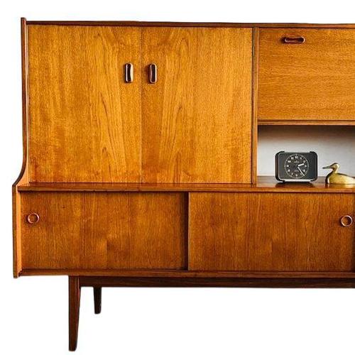 Brown Vintage Highboard in Teak, 1960s For Sale - Image 8 of 13